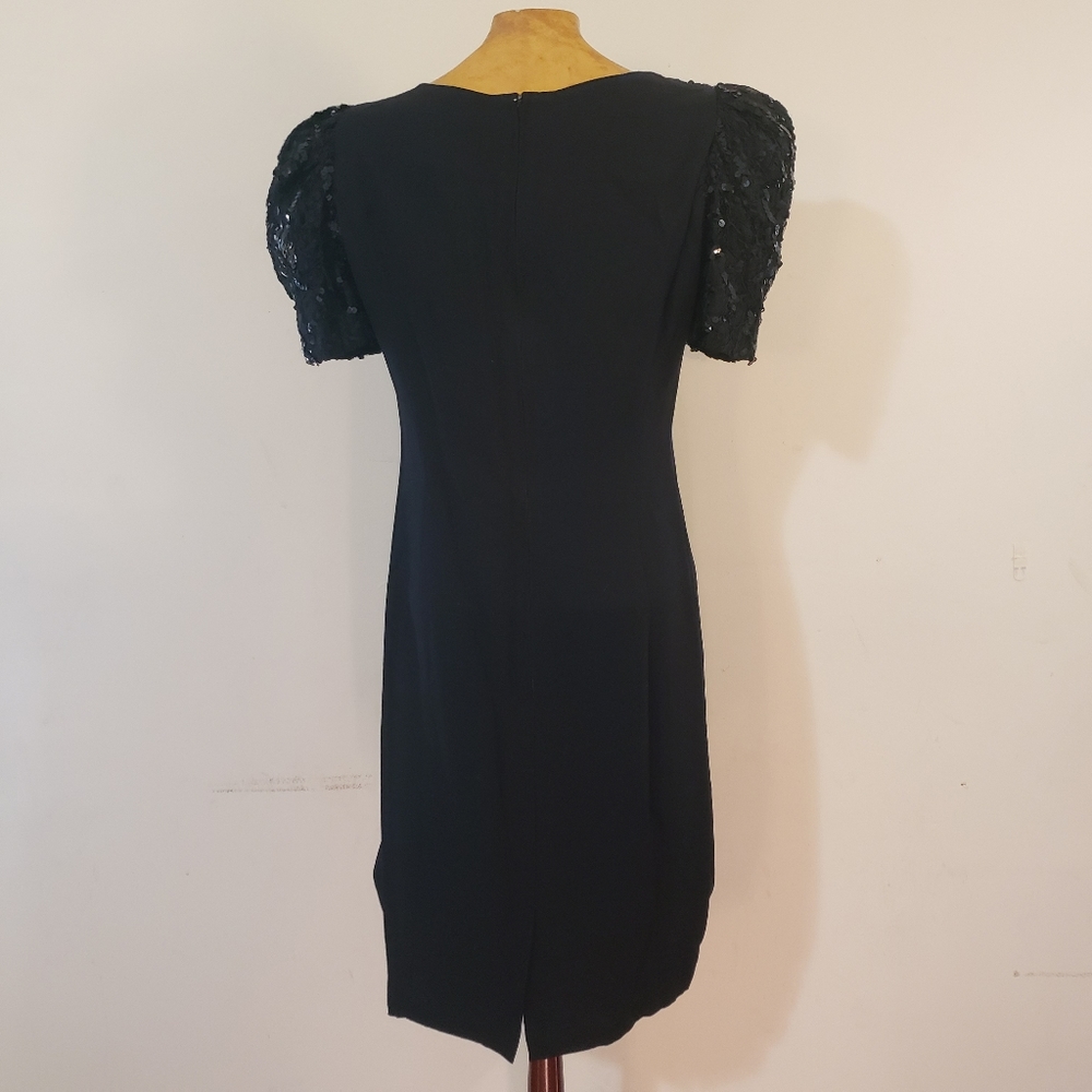 Vintage Black Sequin Amanda Taylor Dress Size 8 - Picture 4 of 6